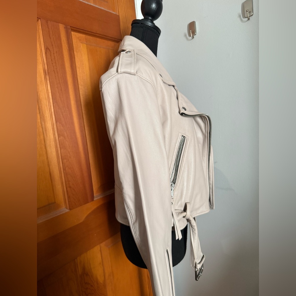 All Saints Blush Pink Balfern Leather Jacket - Picture 7 of 16